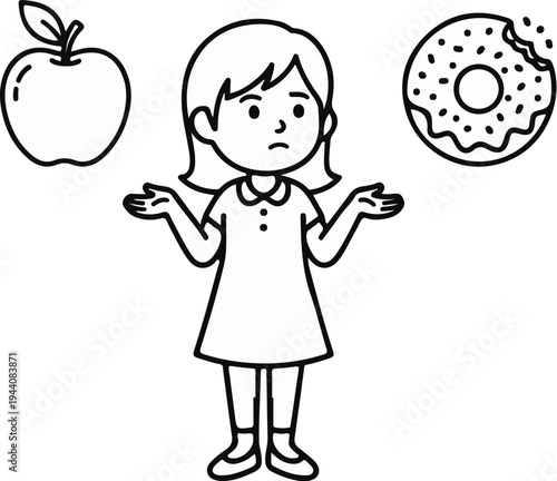 Person choosing between a healthy apple and a tempting donut