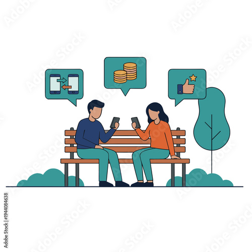 Mobile Wallet and Mobile Payment Illustration Design