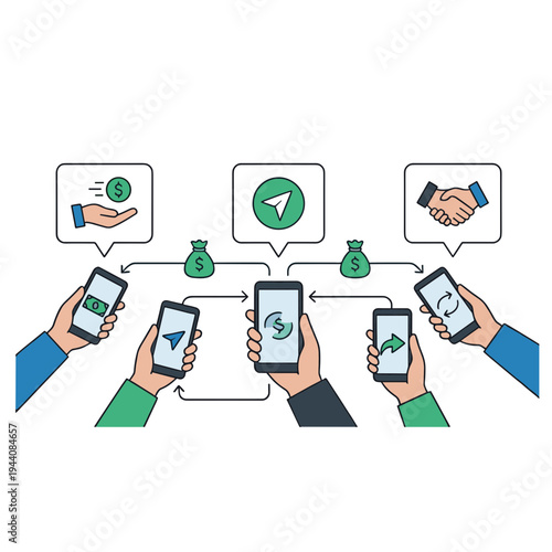 Mobile Wallet and Mobile Payment Illustration Design