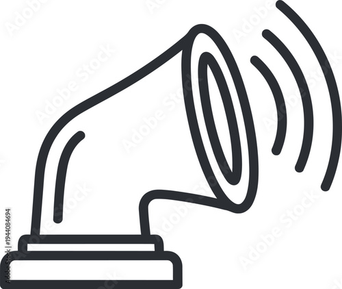 Black line of a gramophone with sound waves