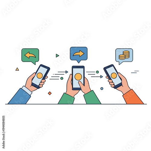 Mobile Wallet and Mobile Payment Illustration Design