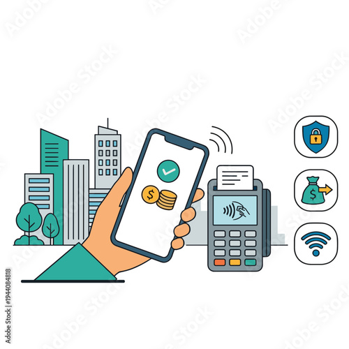 Mobile Wallet and Mobile Payment Illustration Design