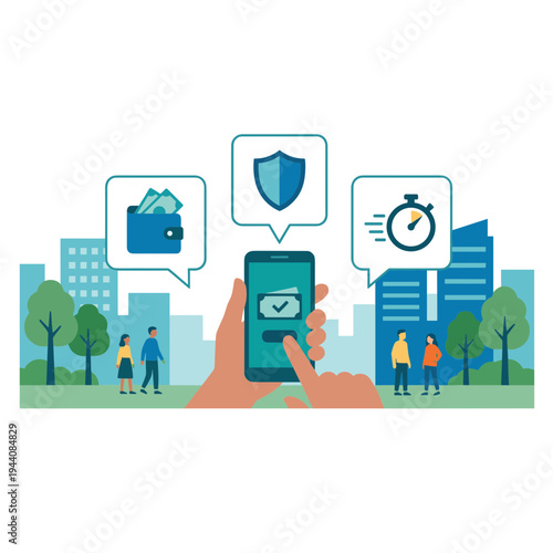 Mobile Wallet and Mobile Payment Illustration Design