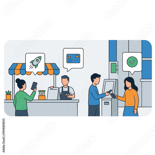 Mobile Wallet and Mobile Payment Illustration Design