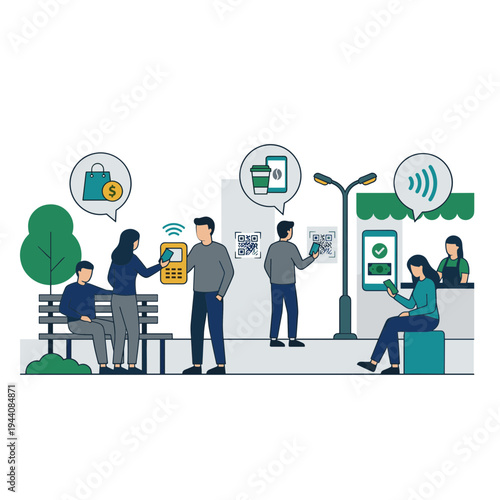 Mobile Wallet and Mobile Payment Illustration Design