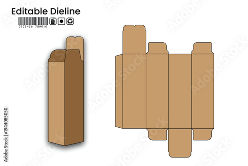 Editable packaging box dieline template vector illustration