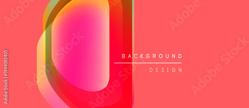 Abstract design features overlapping colorful shapes. Gradient hues create dynamic visual effect. Modern aesthetic, suitable for backgrounds.