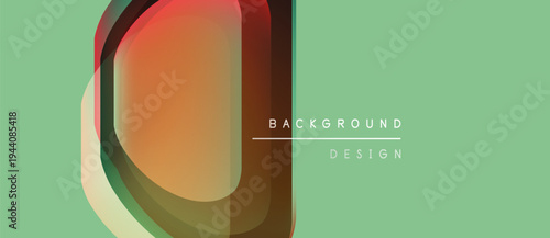 Abstract geometric shapes overlap, creating dynamic visual effect. Mint background complements warm color palette. Modern design element.