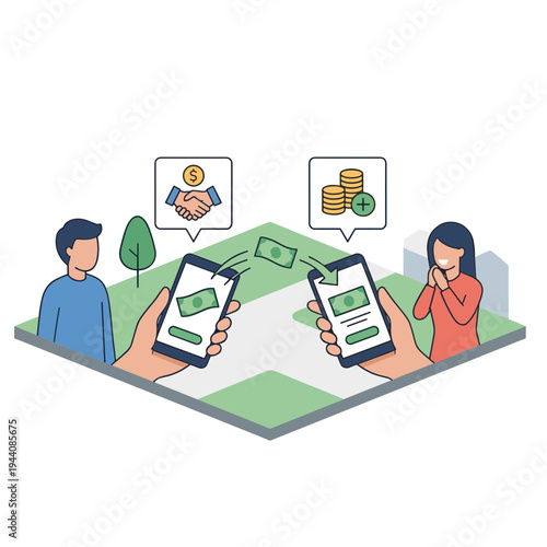 Mobile Wallet and Mobile Payment Illustration Design