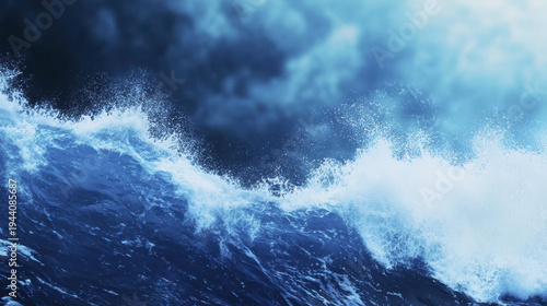 Crashing ocean waves create dramatic scene with powerful energy and movement, showcasing nature beauty and force