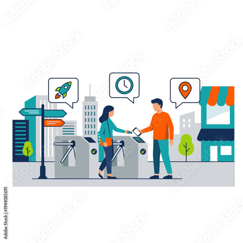 Mobile Wallet and Mobile Payment Illustration Design