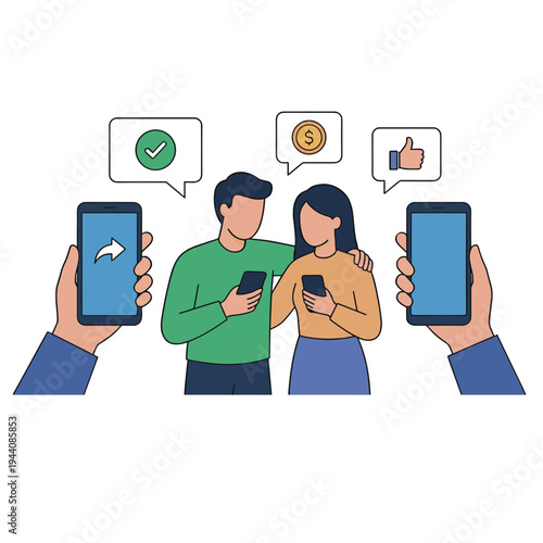 Mobile Wallet and Mobile Payment Illustration Design