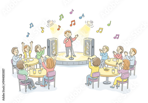 Singer performs on stage to an applauding audience in a lively music venue