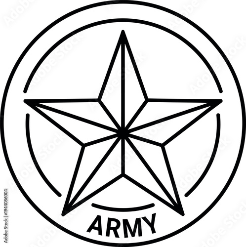 Black star army insignia with circle and text white