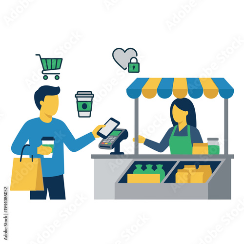 Mobile Wallet and Mobile Payment Illustration Design