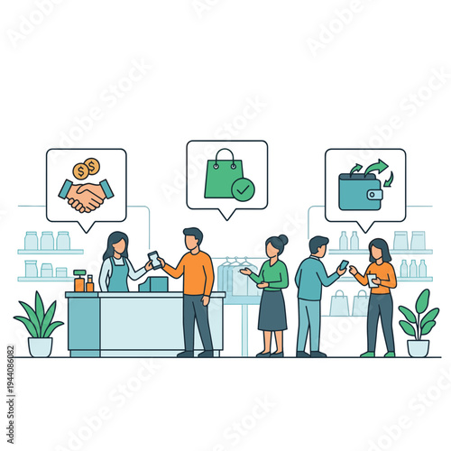 Mobile Wallet and Mobile Payment Illustration Design