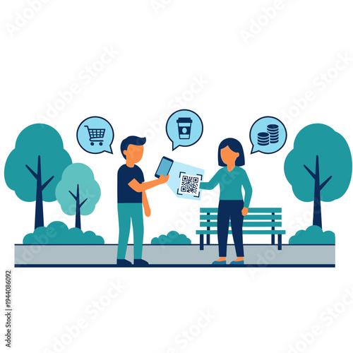 Mobile Wallet and Mobile Payment Illustration Design