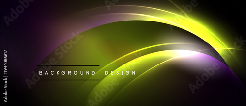 Abstract neon waves, vibrant colors blend. Dark background emphasizes glowing curves, modern design element. Smooth gradients create dynamic visual effect.