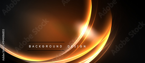 Abstract orange light curves form elegant design. Dark background emphasizes glowing lines, creating modern visual effect.