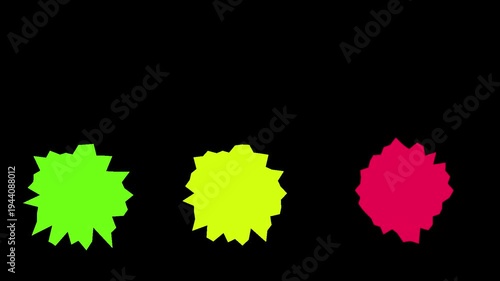 Bouncing Colorful Abstract Shapes with Wiggle Effect on Transparent Background