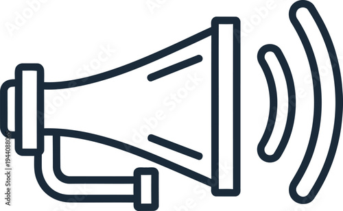 Megaphone with sound waves loudspeaker black