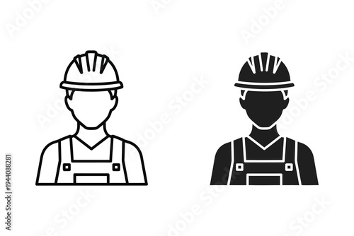 Construction Worker Avatar Icon with Hard Hat - Builder, Engineer, Laborer Symbol