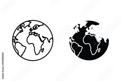 World Globe Earth Map Icon - Global Connection and International Business