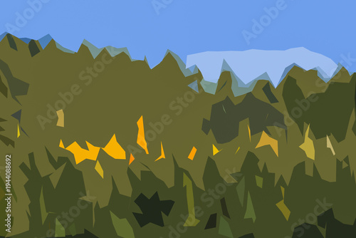 AUTUMN LANDSCAPE - Colorful tree leaves among the green pines