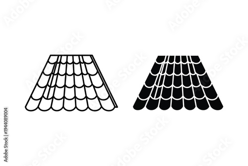 Roof Tile Icons - Architectural Elements and Construction Symbols