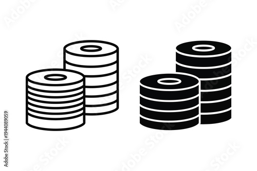 Stacked Coins Icon Set for Finance, Currency, and Savings