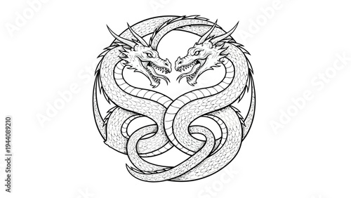 Intricate ancient knotwork pattern resembling a serpentine design Vector