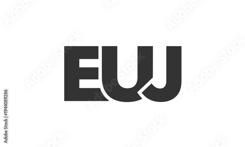 EUJ logo design template with strong and modern bold text. Initial based vector logotype featuring simple and minimal typography. Trendy company identity.