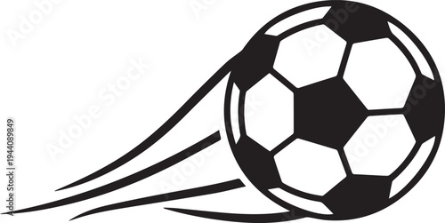 Soccer Ball in Motion with Dynamic Lines isolated on transparent background, Vector, illustration