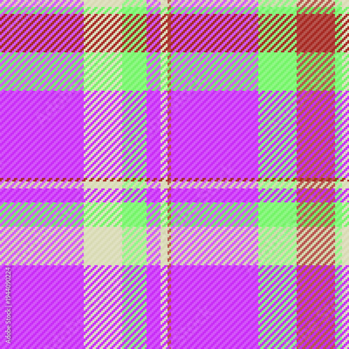 Vibrant purple and lime green tartan plaid pattern. This bold geometric textile design is perfect for modern apparel, trendy home decor, digital backdrops, and creative craft projects.