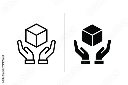 Hands Protecting Box Icon: Secure Packaging, Care, and Logistics Symbol