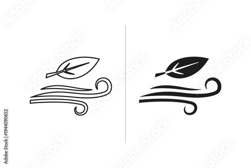 Leaf in Wind: Icon for Nature, Air, and Gentle Breeze