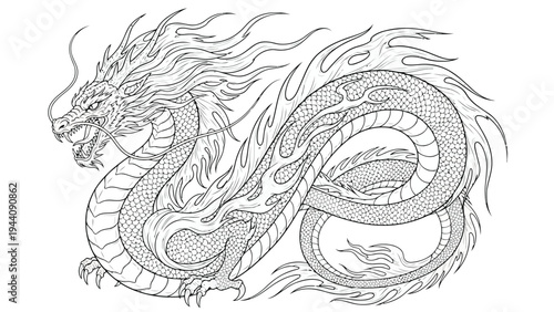 Intricate black and white illustration of a snail with detailed shell patterns and swirls Vector