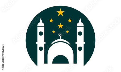 simple mosque flat icon logo