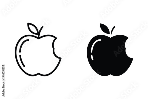 Bitten apple icon, symbolizing technology, health, or a fresh start