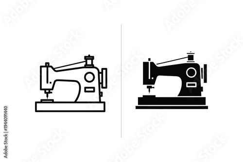 Sewing machine icon, tailoring, fashion, craft, DIY, handmade.