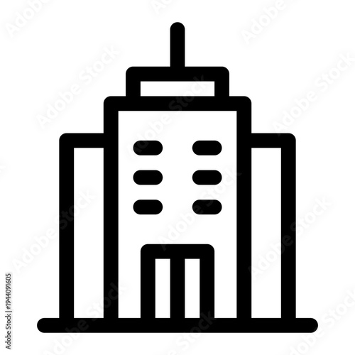 Modern Building Skyscraper Office City Icon Line Art