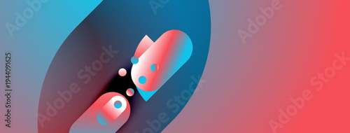 Abstract shapes, vibrant colors blend. Blue, pink gradients create dynamic composition. Modern design, smooth transitions, digital art.