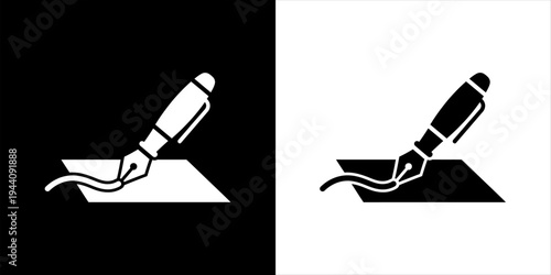 Elegant fountain pen writing on a document, symbolizing signature or text creation