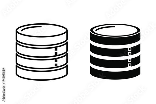 Database icon stack, data storage and information management symbol, server structure
