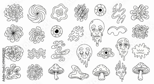 Collection of Hand Drawn Doodle Icons and Symbols.