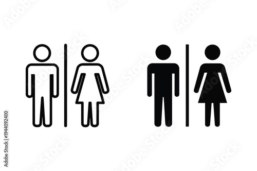 Men and Women Restroom Icons, Toilet Signage, Bathroom Symbol, Vector Graphics