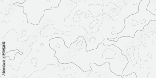 Topographic white and gery wavey contour line style map white background.	