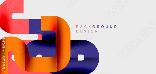 Abstract design features layered shapes, vibrant colors. Modern composition utilizes gradients, creating dynamic visual effect. Minimalist style.