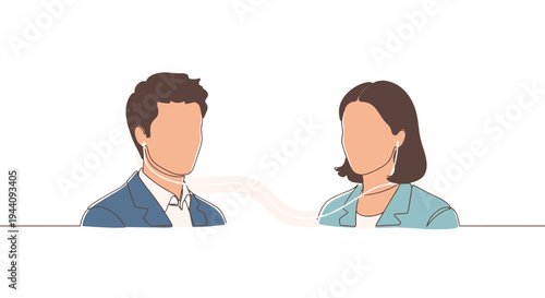 Professional individuals engaged in a virtual conversation over headsets