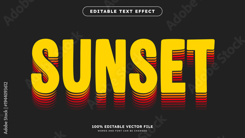 Retro Vintage Text Effect Sunset Layered Outline Style